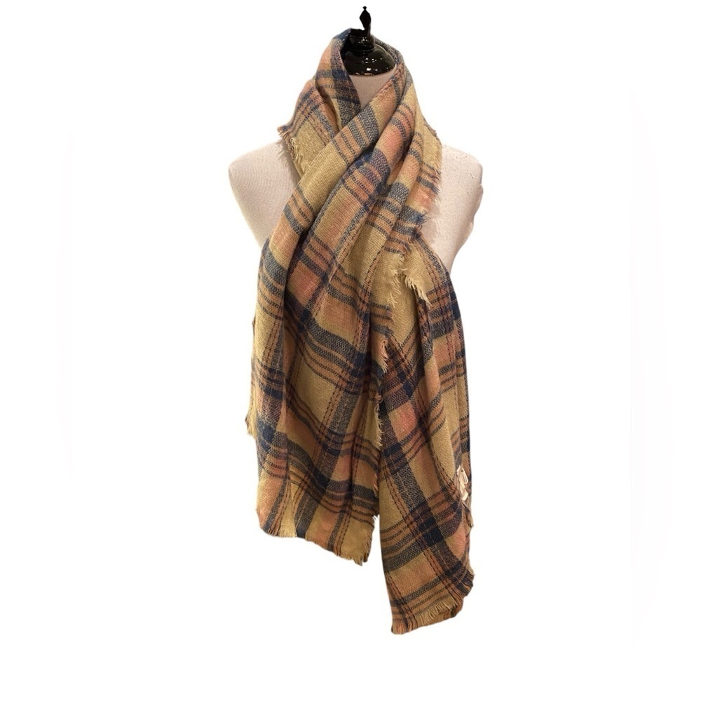 Altar'd State Plaid Scarf w/Small Fringe Trim Bohemian Cottagecore Fall Weather